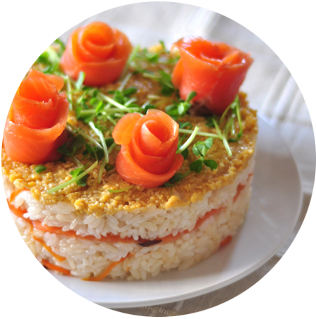 【卵胞すくすくレシピ】妊活食材、鮭♪サーモンで、ケーキ寿司